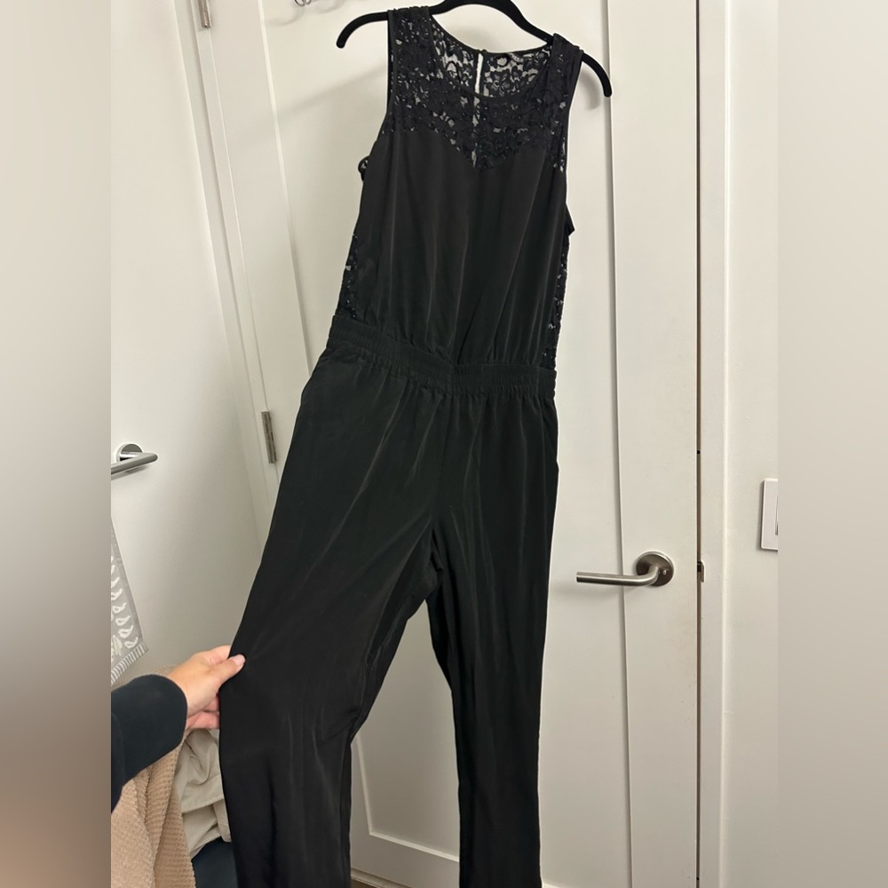 Lace top black jumpsuit